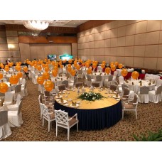 Helium balloons tie to chairs